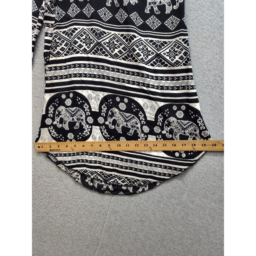 Fashion Nova Women Pant‎ L Black White Animal Print Wide Leg Bohemian Pull On - Picture 7 of 15